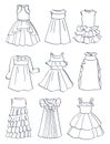 Contours of festive dresses for little girls