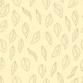 Contours of leaves seamless pattern. Autumn background with falling leaves. Vector