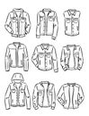 Contours of set of men's denim jackets Royalty Free Stock Photo