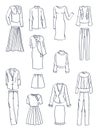 Contours of women`s clothes for fall