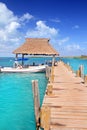 Contoy island Mexico wood pier nature reserve Royalty Free Stock Photo