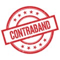 CONTRABAND text written on red vintage round stamp