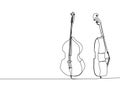 Contrabass, double bass one line art. Continuous line drawing of musical, melody, violin, vintage, music, retro Royalty Free Stock Photo