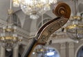 Contrabass on stage in front of an empty hall Royalty Free Stock Photo