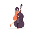 Contrabass woman character musician Royalty Free Stock Photo