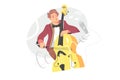 Contrabassist player playing jazz music Royalty Free Stock Photo