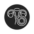 Contraceptive hormonal ring black glyph icon. Uterus and contraceptive method. Birth control. Safety sex sign. Pictogram for web