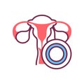 Contraceptive hormonal ring color line icon. Uterus and contraceptive method. Birth control. Safety sex sign. Pictogram