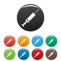 Contraceptive injection icons set color