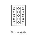 Contraceptive method from pregnancy contraceptive pills, line icon in vector.