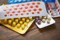 Contraceptive pill Prevent Pregnancy Contraception concept Birth Control on wooden background