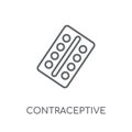 Contraceptive pills linear icon. Modern outline Contraceptive pi