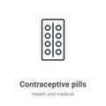 Contraceptive pills outline vector icon. Thin line black contraceptive pills icon, flat vector simple element illustration from