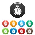 Contraceptive stopwatch icons set color