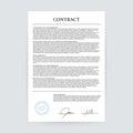 Contract agreement paper blank with seal. Vector illustration