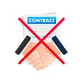 Contract cancellation business concept. Sign forbidden. Vector stock illustration.