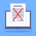 Contract cancellation business concept. Terminated tearing contract paper sheet breach. Royalty Free Stock Photo