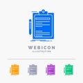 Contract, check, Business, done, clip board 5 Color Glyph Web Icon Template isolated on white. Vector illustration