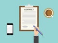 Top view of Contract clipboard Royalty Free Stock Photo