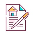 Contract color line icon. A legally binding agreement. Between parties for the purchase and sale. Pictogram for web page, mobile