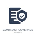 Contract Coverage icon. Trendy flat vector Contract Coverage icon on white background from Insurance collection