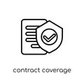 Contract Coverage icon. Trendy modern flat linear vector Contract Coverage icon on white background from thin line Insurance coll