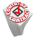 Contract 3d Word Paperwork Stack Pile Documents Official Files S