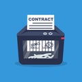 Contract for destruction. Shredder machine. Royalty Free Stock Photo