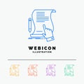 contract, document, paper, sign, agreement, application 5 Color Line Web Icon Template isolated on white. Vector illustration Royalty Free Stock Photo