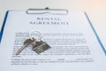 Contract documents for signing. Contract agreement, real estate rental, signature, buy and sale and insurance concepts Royalty Free Stock Photo