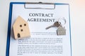 Contract documents for signing. Contract agreement, real estate rental, signature, buy and sale and insurance concepts Royalty Free Stock Photo