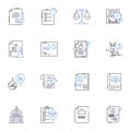 Contract drafting line icons collection. Legal, Agreements, Documentation, Clauses, Negotiation, Drafts, Terms vector