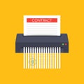 Contract failure agreement cancelation broken paper shredder company business no deal. Vector illustration. Royalty Free Stock Photo
