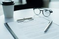 Contract glasses end pen Royalty Free Stock Photo