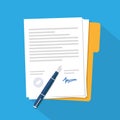 Contract icon agreement pen on desk flat business illustration vector Royalty Free Stock Photo