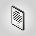 The contract icon. Agreement and signature, pact, accord, convention symbol.3D isometric. Flat Vector