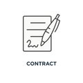 contract icon. document signing, paper documents pile with signature and pen concept symbol design, contract signing doc, legal
