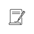 Contract Icon in flat style. Pen signing a contract with signature, paper,document, page icon vector element isolated on Royalty Free Stock Photo