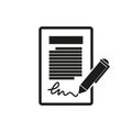 Contract icon. Signing an agreement or document. Flat vector illustration on a white background Royalty Free Stock Photo