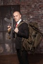 Contract killer ready for secret mission Royalty Free Stock Photo