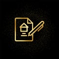 Contract, property, rent gold icon. Vector illustration of golden particle background. Real estate concept vector illustration