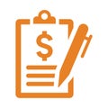 Contract sign icon. Orange color vector graphics Royalty Free Stock Photo