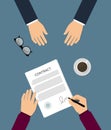 Contract signing flat vector illustration