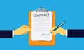 Contract Signing Legal Agreement Concept. Vector Illustration