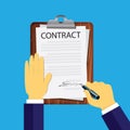 Contract Signing Legal Agreement Concept. Vector Illustration