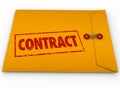 Contract Stamped Word Yellow Envelope Official Papers Deal Documents