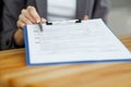 Contract waiting for a notary public sign on desk Royalty Free Stock Photo