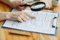 Contract waiting for a notary public sign on desk