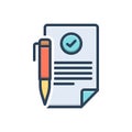 Color illustration icon for Contracting, agreement and annexure