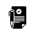 Black solid icon for Contracting, agreement and annexure Royalty Free Stock Photo